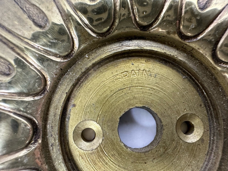 Pair Of Large Vintage Brass Door Handle Hardware Made In Spain Lg Handles 4.5W X 4H Sm Handles 3W X 2.5H [Photo 8]