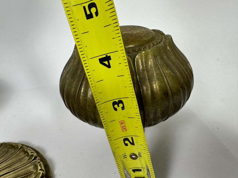 Pair Of Large Vintage Brass Door Handle Hardware Made In Spain Lg Handles 4.5W X 4H Sm Handles 3W X 2.5H [Photo 14]