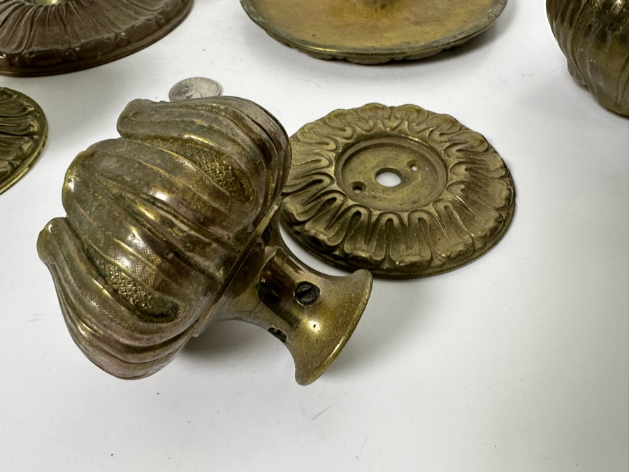 Pair Of Large Vintage Brass Door Handle Hardware Made In Spain Lg Handles 4.5W X 4H Sm Handles 3W X 2.5H [Photo 11]