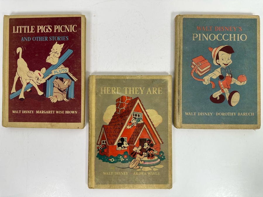 (3) Vintage 1939 / 1940 Walt Disney Books: Pinocchio, Here They Are & Little Pig's Picnic [Photo 2]