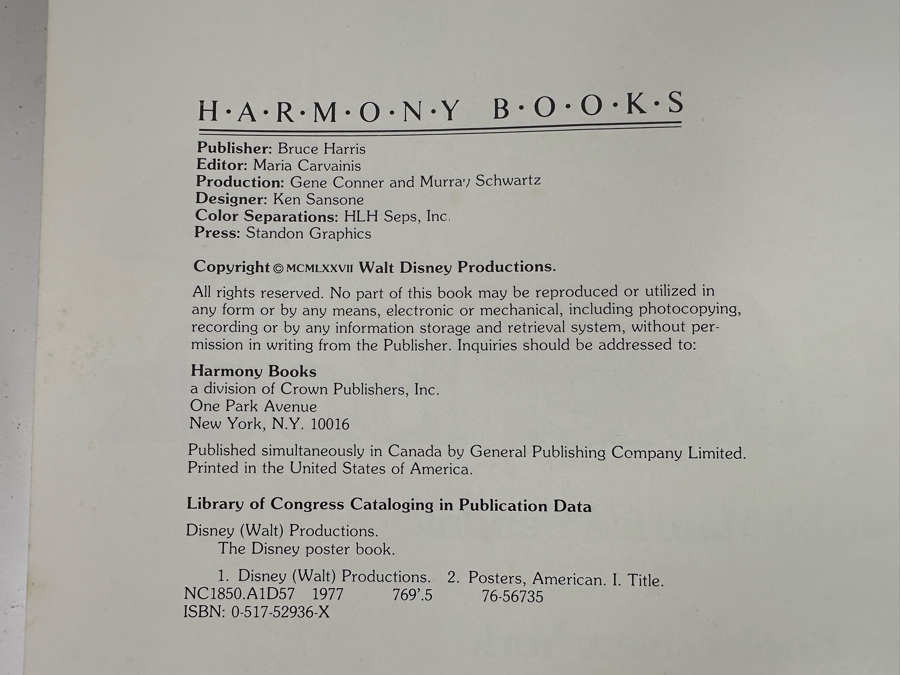Vintage 1977 The Disney Poster Book 11 X 15 [Photo 4]