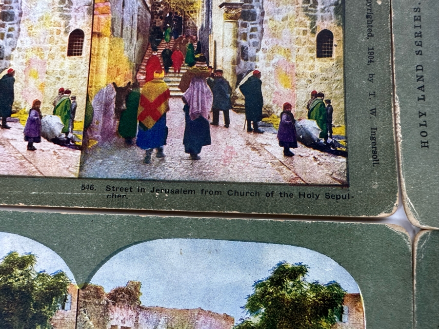 (24) Antique Color 1904 Holy Land Series T. W. Ingersoll Collectible Stereoviews Of Biblical Times - See Photos [Photo 36]
