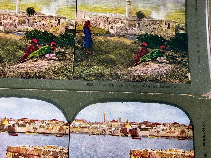 (24) Antique Color 1904 Holy Land Series T. W. Ingersoll Collectible Stereoviews Of Biblical Times - See Photos [Photo 4]