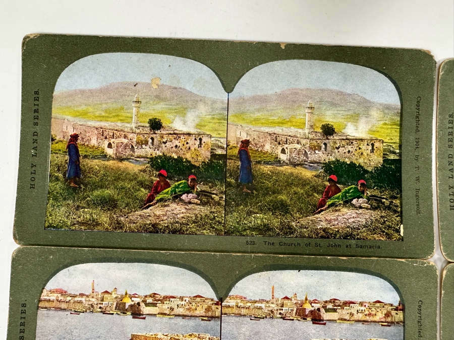 (24) Antique Color 1904 Holy Land Series T. W. Ingersoll Collectible Stereoviews Of Biblical Times - See Photos [Photo 3]