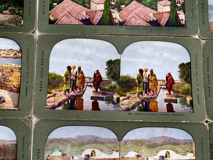 (24) Antique Color 1904 Holy Land Series T. W. Ingersoll Collectible Stereoviews Of Biblical Times - See Photos [Photo 15]