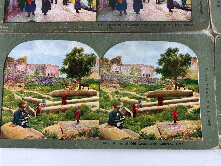 (24) Antique Color 1904 Holy Land Series T. W. Ingersoll Collectible Stereoviews Of Biblical Times - See Photos [Photo 49]