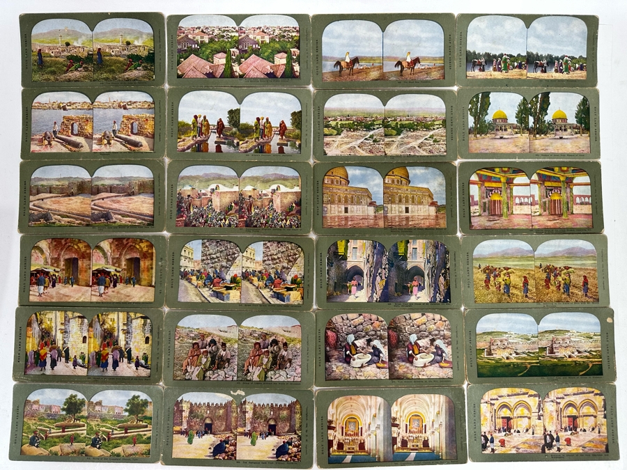 (24) Antique Color 1904 Holy Land Series T. W. Ingersoll Collectible Stereoviews Of Biblical Times - See Photos [Photo 2]