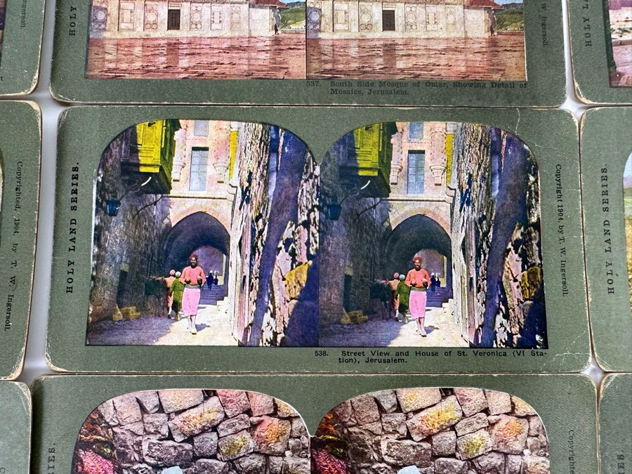 (24) Antique Color 1904 Holy Land Series T. W. Ingersoll Collectible Stereoviews Of Biblical Times - See Photos [Photo 29]