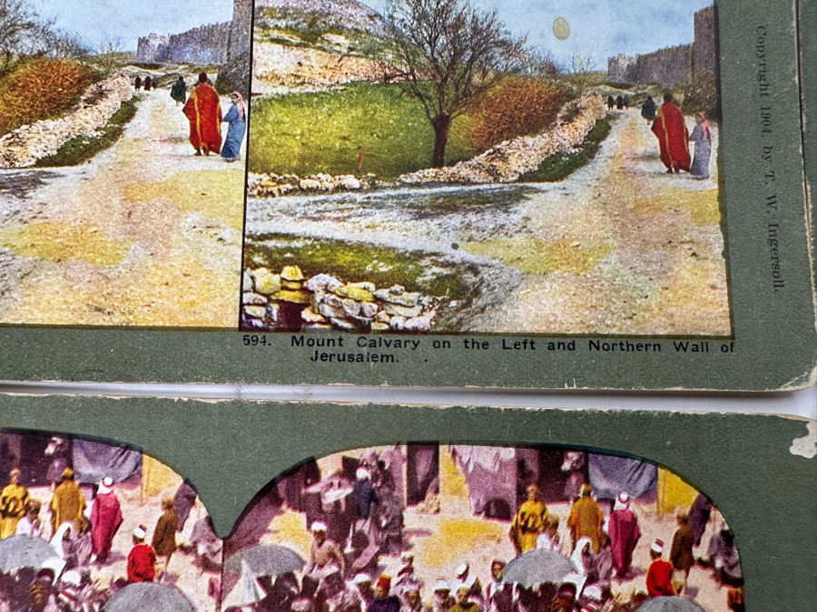 (24) Antique Color 1904 Holy Land Series T. W. Ingersoll Collectible Stereoviews Of Biblical Times - See Photos [Photo 11]