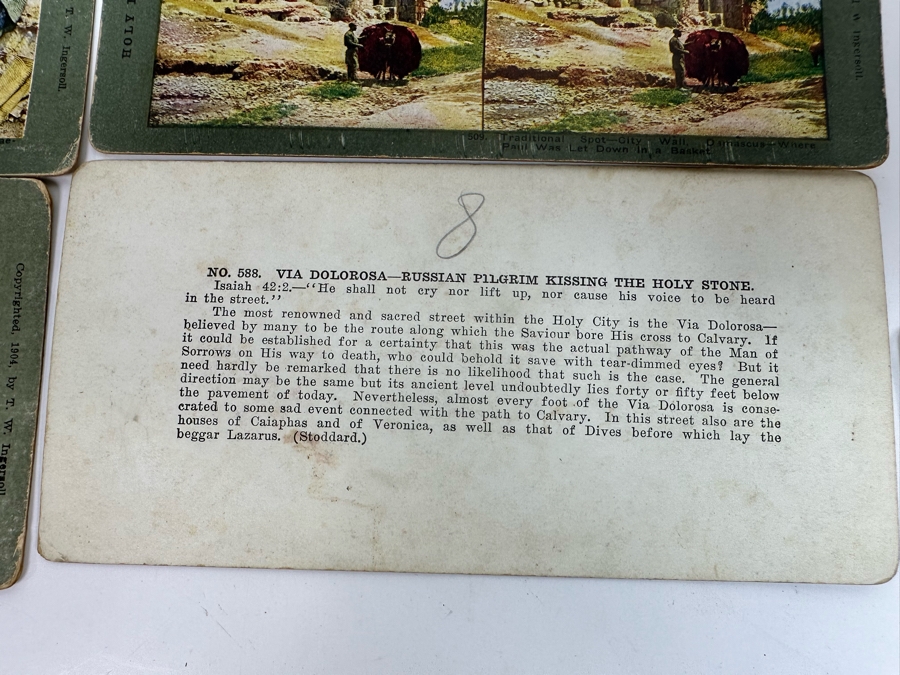 (24) Antique Color 1904 Holy Land Series T. W. Ingersoll Collectible Stereoviews Of Biblical Times - See Photos [Photo 48]