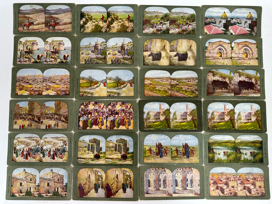 (24) Antique Color 1904 Holy Land Series T. W. Ingersoll Collectible Stereoviews Of Biblical Times - See Photos [Photo 2]