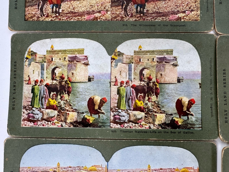 (24) Antique Color 1904 Holy Land Series T. W. Ingersoll Collectible Stereoviews Of Biblical Times - See Photos [Photo 28]
