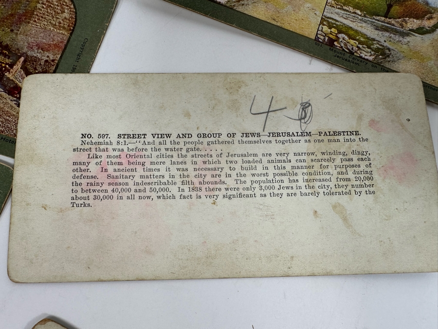 (24) Antique Color 1904 Holy Land Series T. W. Ingersoll Collectible Stereoviews Of Biblical Times - See Photos [Photo 50]