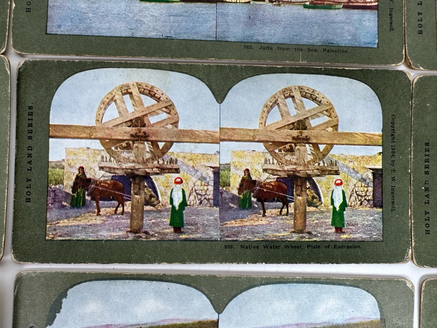 (24) Antique Color 1904 Holy Land Series T. W. Ingersoll Collectible Stereoviews Of Biblical Times - See Photos [Photo 31]