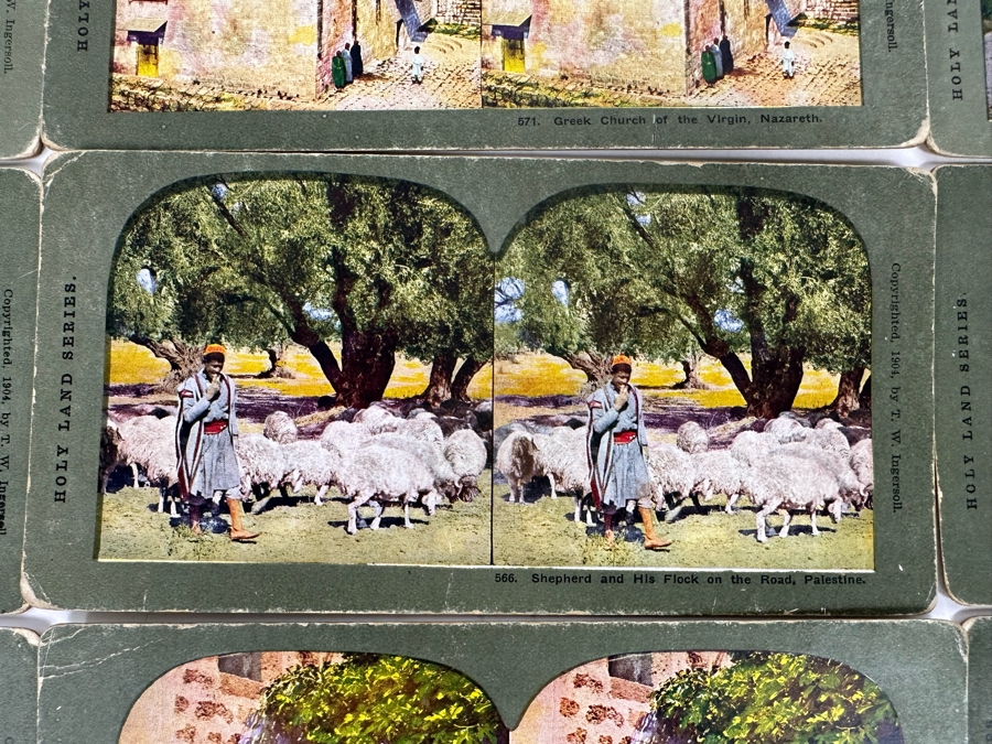 (24) Antique Color 1904 Holy Land Series T. W. Ingersoll Collectible Stereoviews Of Biblical Times - See Photos [Photo 21]
