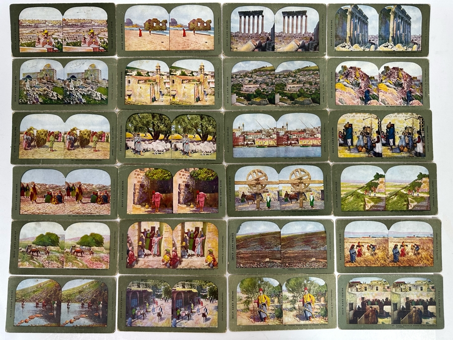 (24) Antique Color 1904 Holy Land Series T. W. Ingersoll Collectible Stereoviews Of Biblical Times - See Photos [Photo 2]