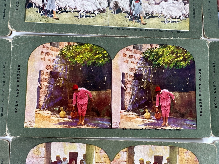 (24) Antique Color 1904 Holy Land Series T. W. Ingersoll Collectible Stereoviews Of Biblical Times - See Photos [Photo 29]