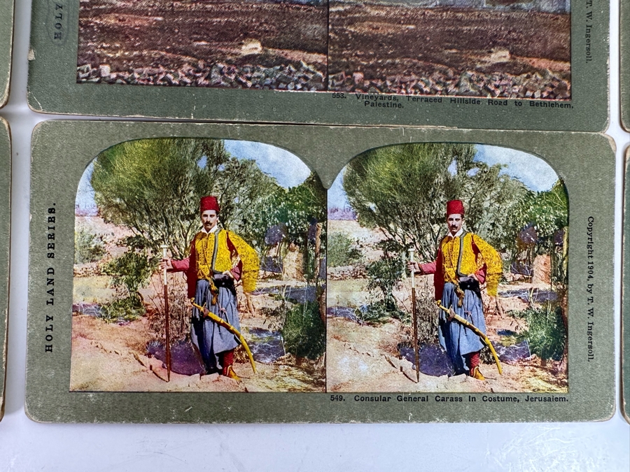 (24) Antique Color 1904 Holy Land Series T. W. Ingersoll Collectible Stereoviews Of Biblical Times - See Photos [Photo 47]