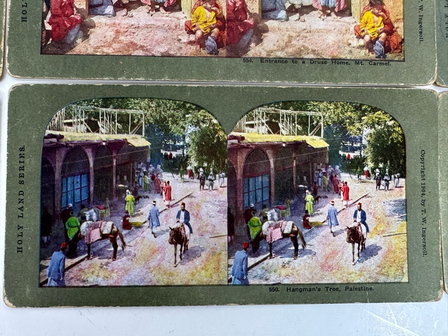 (24) Antique Color 1904 Holy Land Series T. W. Ingersoll Collectible Stereoviews Of Biblical Times - See Photos [Photo 45]