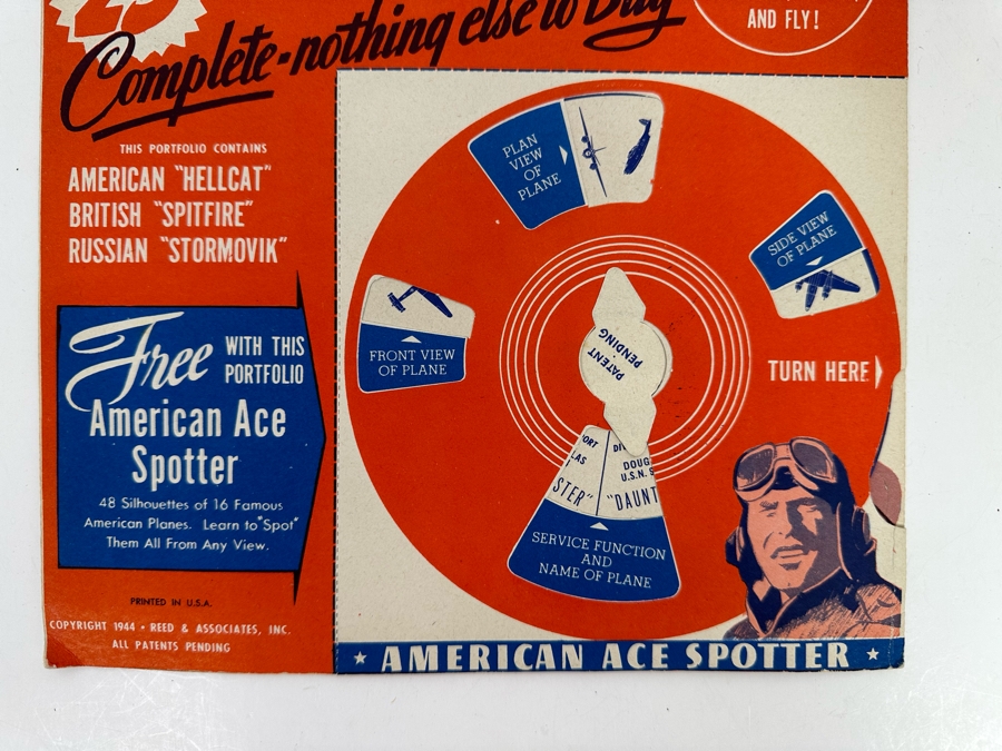 Vintage 1944 Mint 3 Flying Airplane Models Of Famous Allied Fighting Planes By Reed With An American Ace Spotter 9 X 12 [Photo 4]