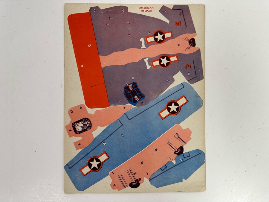 Vintage 1944 Mint 3 Flying Airplane Models Of Famous Allied Fighting Planes By Reed With An American Ace Spotter 9 X 12 [Photo 5]