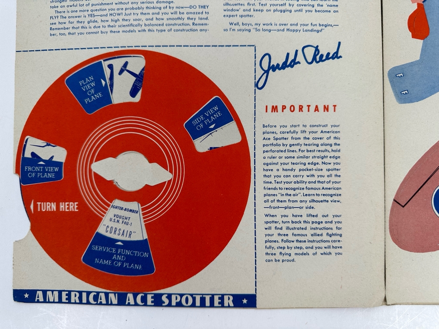 Vintage 1944 Mint 3 Flying Airplane Models Of Famous Allied Fighting Planes By Reed With An American Ace Spotter 9 X 12 [Photo 7]