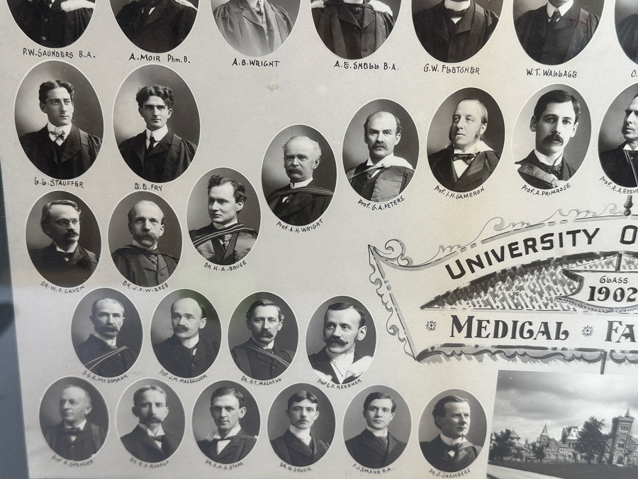Antique 1902 University Of Toronta Medical Faculty Portraits Photographs 19 X 15 Framed 30 X 26 [Photo 11]