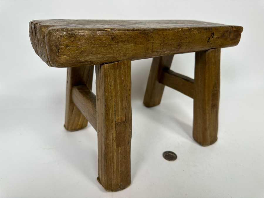 Primitive Wooden Step Stool 12.5W X 5D X 8H [Photo 2]