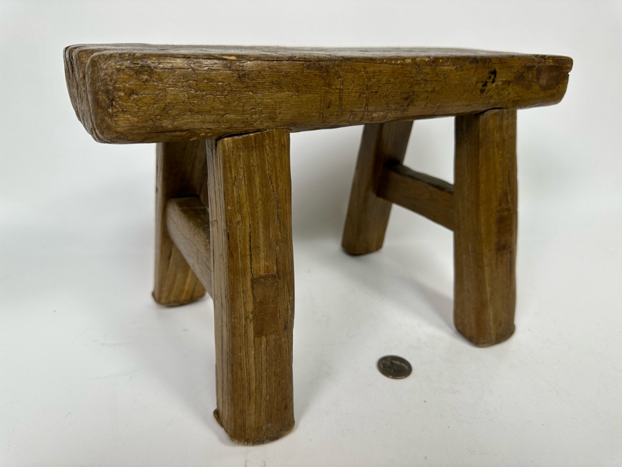 Primitive Wooden Step Stool 12.5W X 5D X 8H [Photo 3]