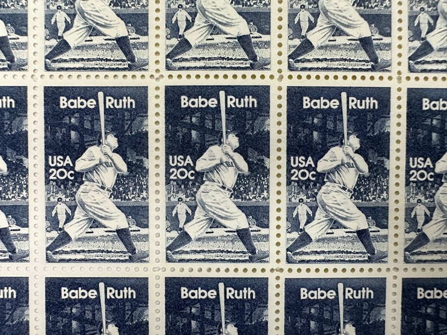 50 Mint 1983 Babe Ruth New York Yankees Baseball Stamps Sheet [Photo 5]