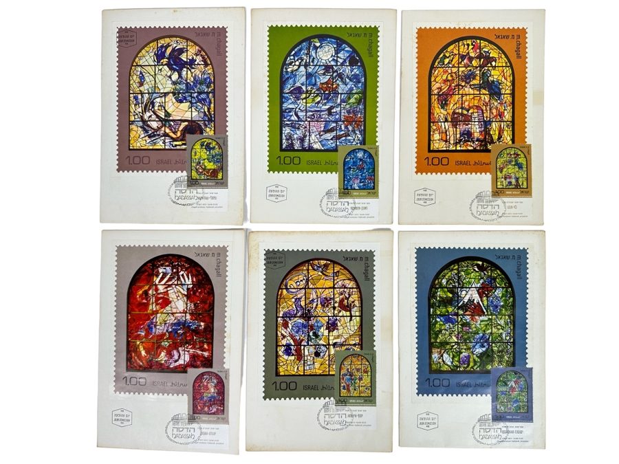 (6) Marc Chagall First Day Cover Stamps Stained Glass Windows Series 12 Tribes Of Israel Hadassah, Jerusalem 1973 [Photo 1]
