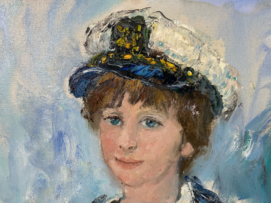 David Pallock (1906-1977, Massachusetts) Original Painting On Canvas Of Boy Holding Toy Sailboat Dated ’73 24 X 36 Framed 29 X 41 [Photo 3]