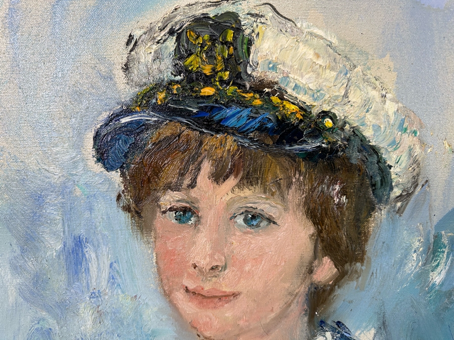 David Pallock (1906-1977, Massachusetts) Original Painting On Canvas Of Boy Holding Toy Sailboat Dated ’73 24 X 36 Framed 29 X 41 [Photo 4]