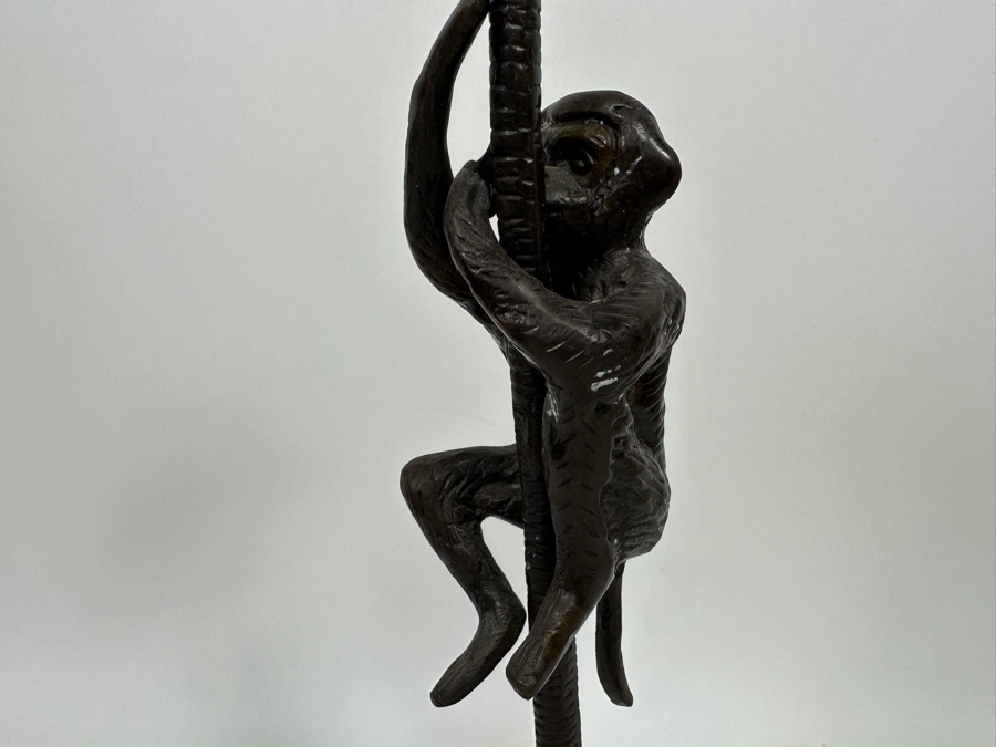 Metal Palm Tree With Pair Of Monkeys Candleholder 16H [Photo 5]