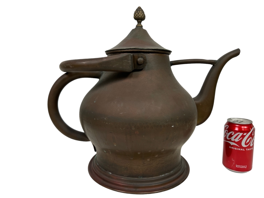 Large Signed Copper Teapot 19W X 15.5H