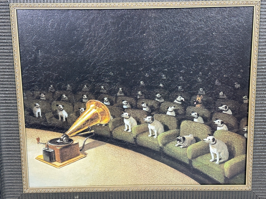 Framed Giclee Print RCA Nipper Dogs 23W X 19.5 Framed 28.5 X 24 [Photo 2]