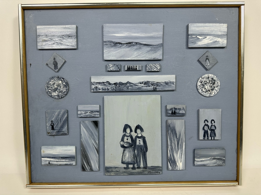 Carmen Z. Simpkins Original Board On Board Collage Paintings Framed 19 X 16.5 [Photo 3]