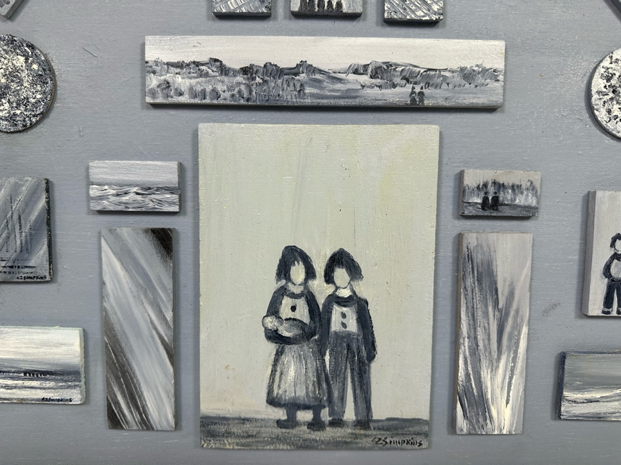 Carmen Z. Simpkins Original Board On Board Collage Paintings Framed 19 X 16.5 [Photo 6]