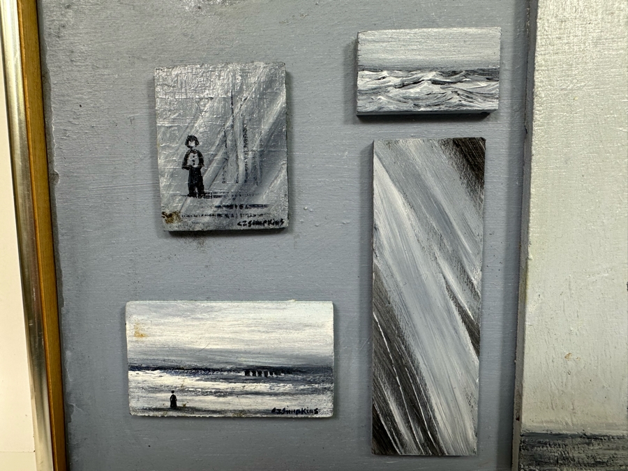 Carmen Z. Simpkins Original Board On Board Collage Paintings Framed 19 X 16.5 [Photo 9]