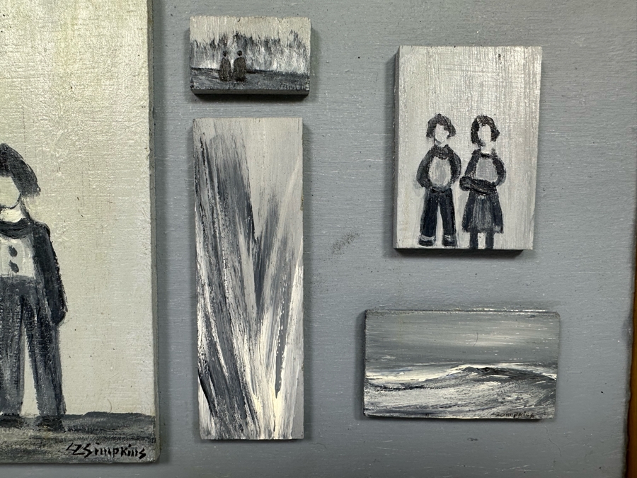 Carmen Z. Simpkins Original Board On Board Collage Paintings Framed 19 X 16.5 [Photo 8]