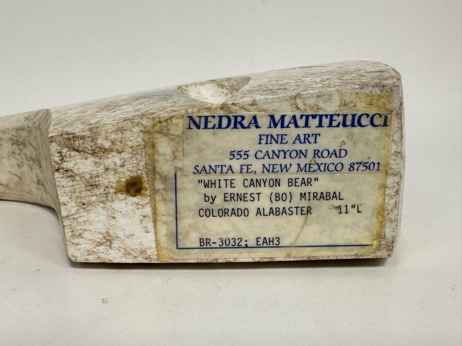Hand Carved Colorado Alabaster 'White Canyon Bear' By Ernest (Bo) Mirabal 10W X 2.75D X 6.5H [Photo 13]