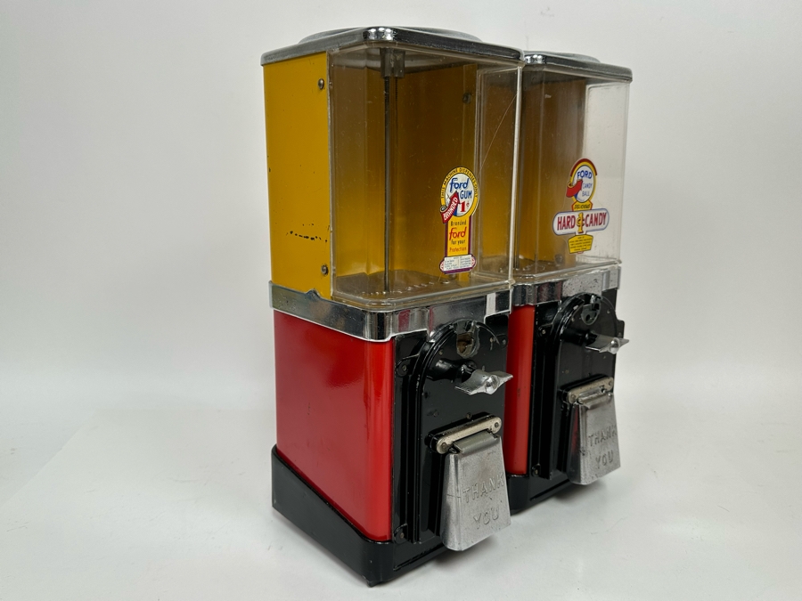 Double FORD Candy Ball Gumball Machine 1c Hard Candy Branded Ford For Your Protection With Key 12W X 7.5D X 15.5H [Photo 9]