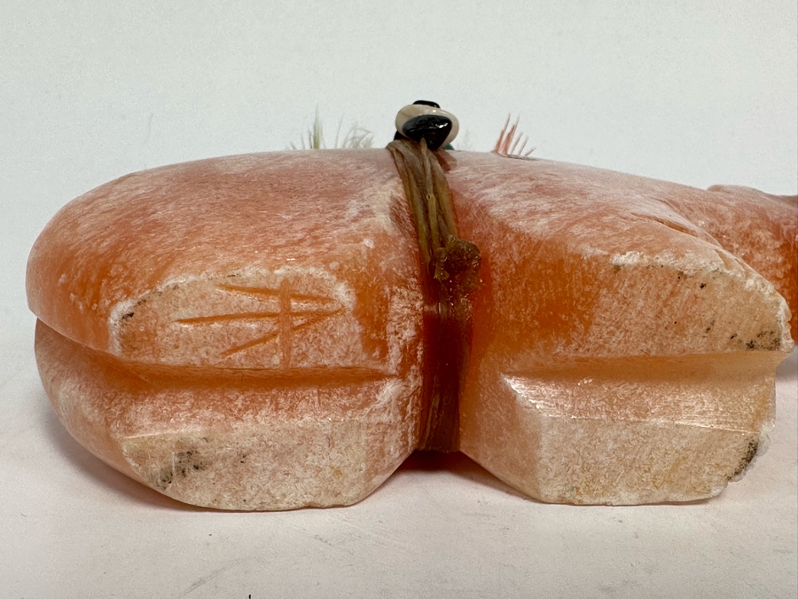 Signed Native American Zuni Fetish Of Bear Rose Quartz Carved Bear 5.5W X 1D X 4H [Photo 14]