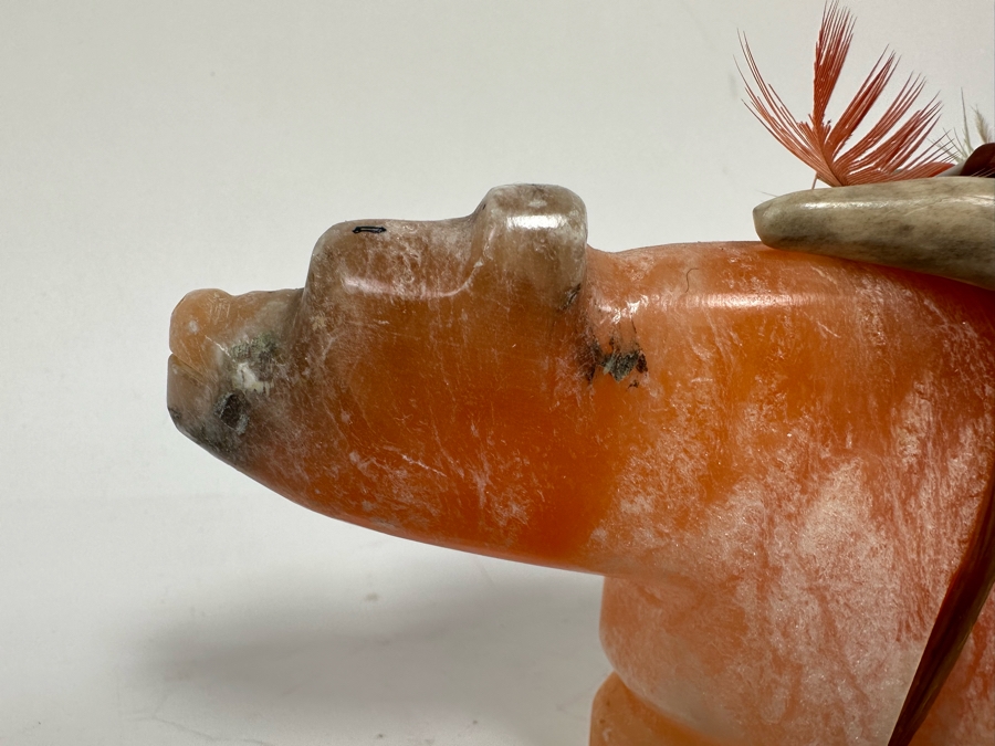 Signed Native American Zuni Fetish Of Bear Rose Quartz Carved Bear 5.5W X 1D X 4H [Photo 9]