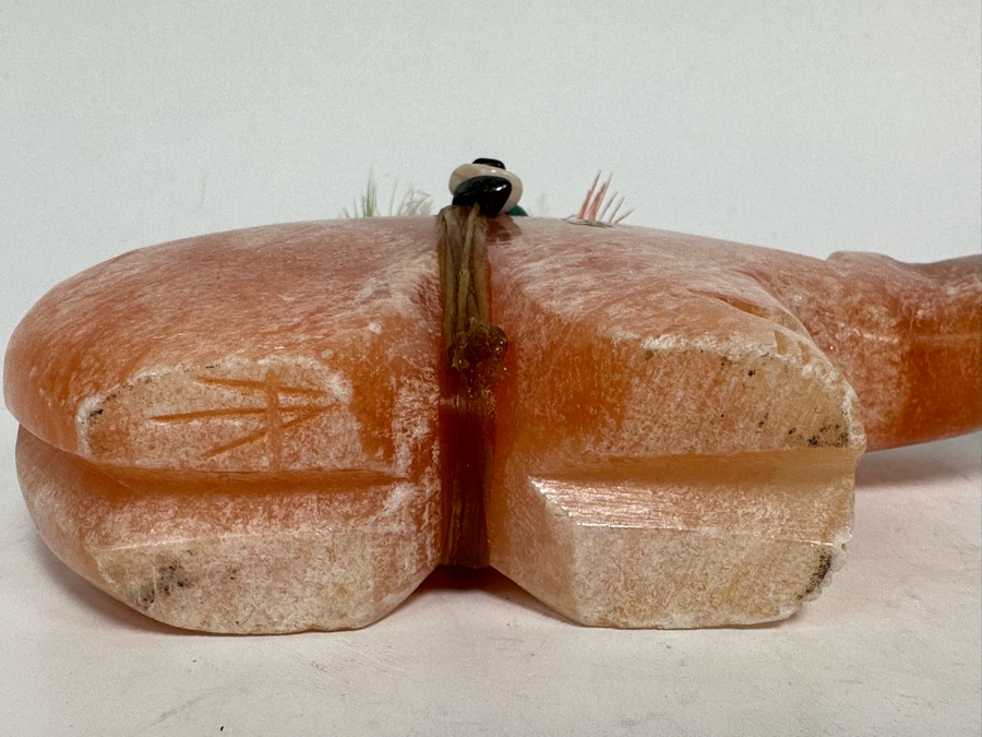 Signed Native American Zuni Fetish Of Bear Rose Quartz Carved Bear 5.5W X 1D X 4H [Photo 13]