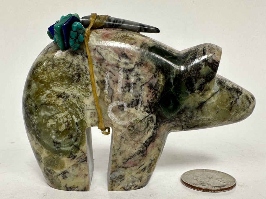 Signed Native American Zuni Fetish Of Bear Carved Bear 4W X 1D X 2.5H [Photo 3]