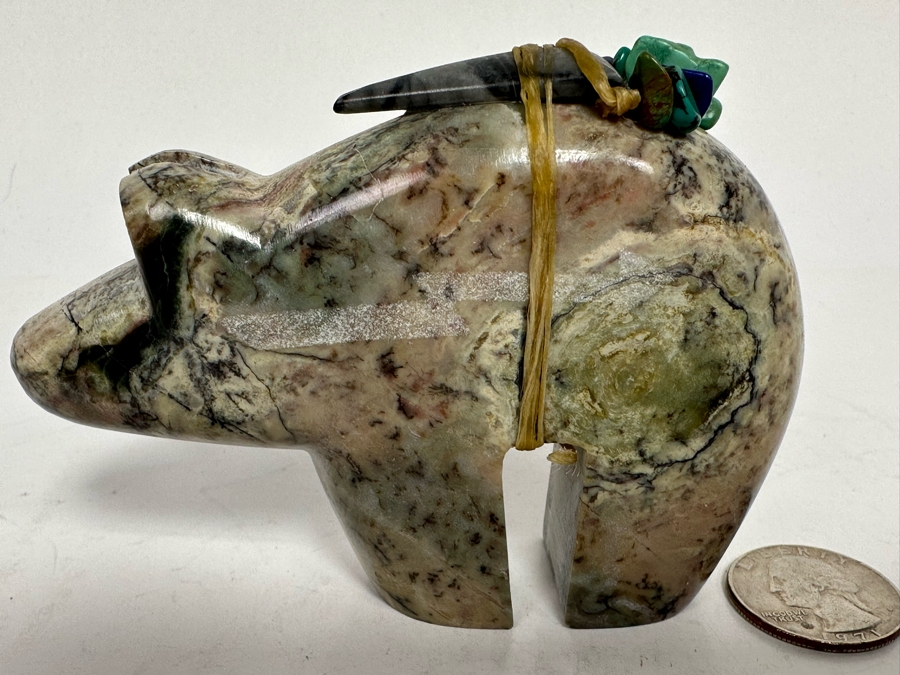 Signed Native American Zuni Fetish Of Bear Carved Bear 4W X 1D X 2.5H [Photo 9]