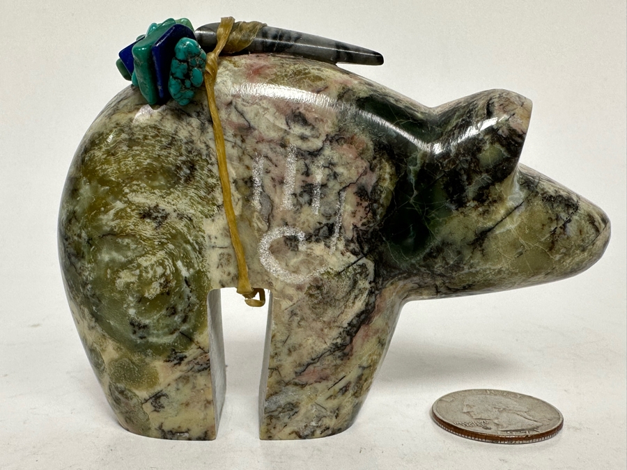 Signed Native American Zuni Fetish Of Bear Carved Bear 4W X 1D X 2.5H [Photo 2]