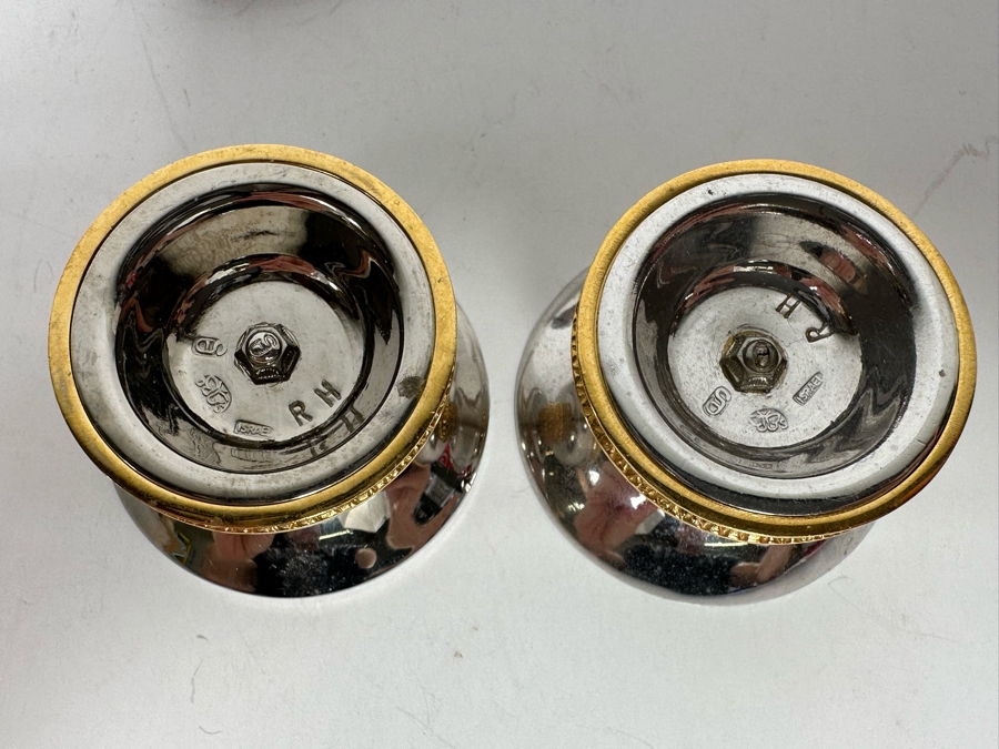 Pair Of Signed Swed Masters Workshop Footed Salt Cellars 1.75R X 1H With Signed Swed Masters Workshop Spoon 4L By Yossi Swed, Jerusalem Israel [Photo 12]