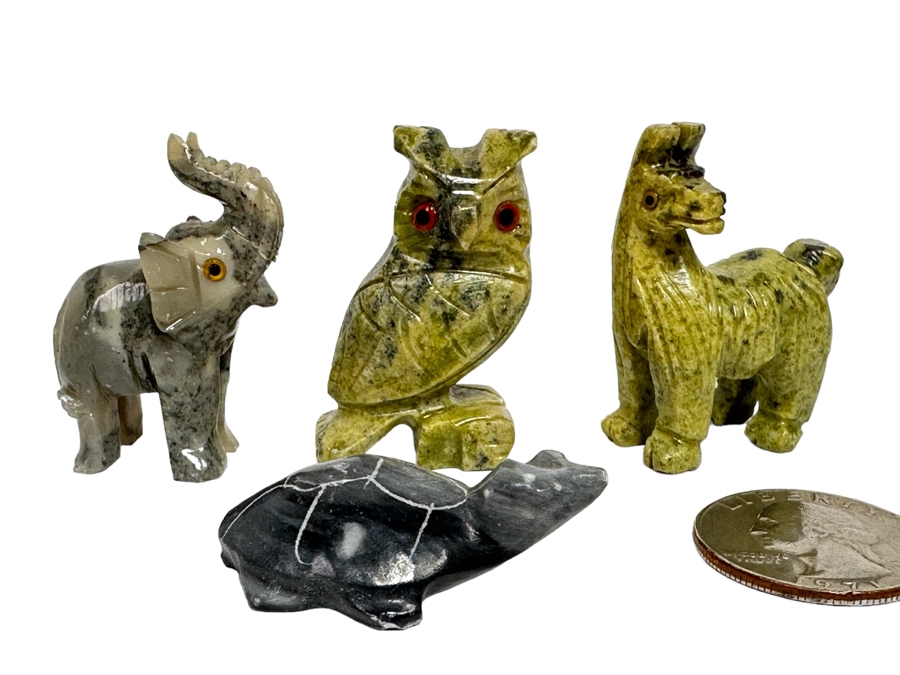 Set Of Four Carved Stone Miniature Animal Figurines [Photo 1]